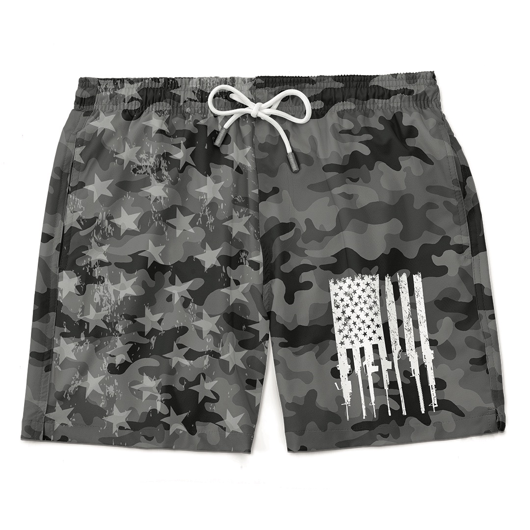 2nd Amendment Camouflage Swim Trunks - US MAGA MERCH